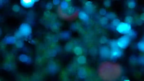 Синій Блискучий Фон Повільному Русі Прекрасний Перехід Реальними Блакитними Частинками — стокове відео