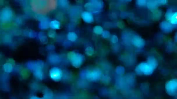 Синий Глиттерный Фон Замедленном Движении Прекрасный Переход Настоящими Голубыми Частицами — стоковое видео