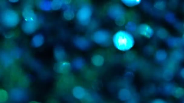 Синій Блискучий Фон Повільному Русі Прекрасний Перехід Реальними Блакитними Частинками — стокове відео