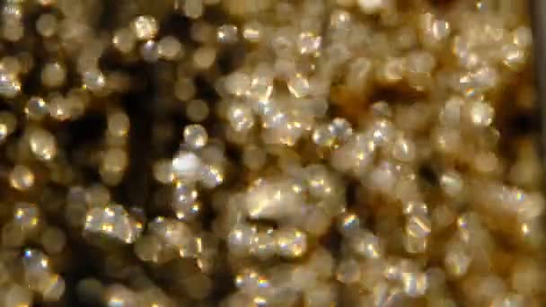 Χρυσή Λάμψη Φόντο Αργή Κίνηση Όμορφη Μετάβαση Πραγματικά Σωματίδια Χρυσού — Αρχείο Βίντεο
