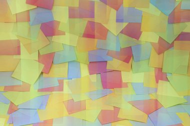 Multicolored sticky paper notes, motion blur effect, soft focus
