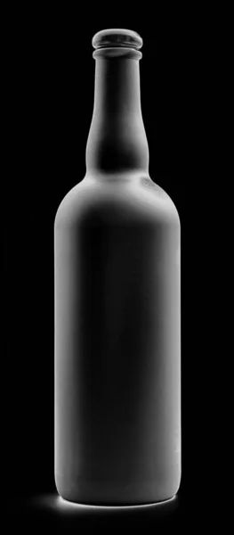Zwarte Fles Zwarte Achtergrond — Stockfoto