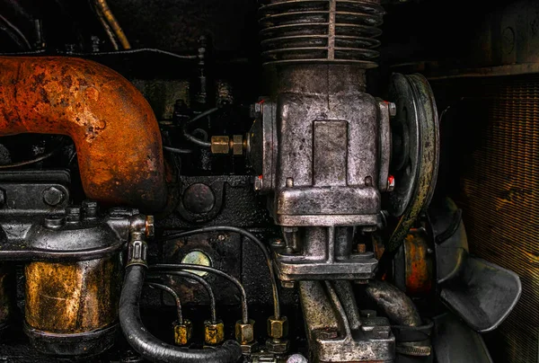 Λεπτομέρεια Βρώμικου Κινητήρα Ντίζελ — Φωτογραφία Αρχείου