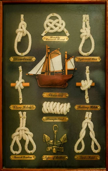 stock image Miniature model nautical knots on a frame