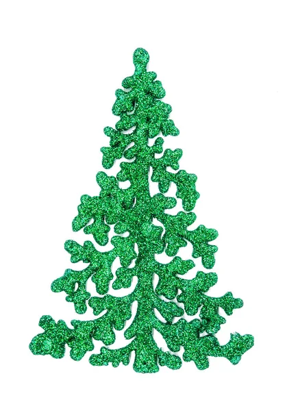 Декоративный Зеленый Пластмассовый Огонь Дерево Белом Фоне — стоковое фото