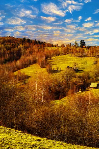 罗马尼亚西比乌县Fantanele村 Cindrel山 11亿米 秋天的时候 在山顶上的罗马尼亚老羊圈 — 图库照片