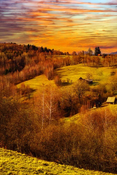Romania Old Sheepfold Top Hill Fall Season Fantanele Village Sibiu — стоковое фото