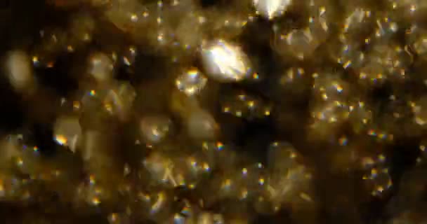 Gyllene Glitter Bakgrund Vacker Övergång Med Äkta Guldpartiklar Flyger Vind — Stockvideo