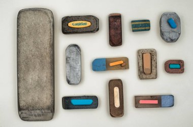 old vintage eraser on old paper