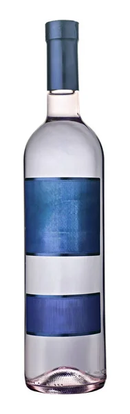 Kék Címkével Ellátott Borosüveg — Stock Fotó