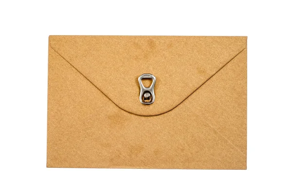 Envelope Papel Vintage Marrom Com Refrigerante Metálico Velho Pode Anel — Fotografia de Stock