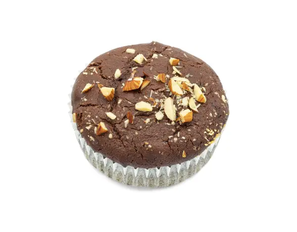 Cocoa Muffin Dengan Kenari Dan Coklat Atas — Stok Foto