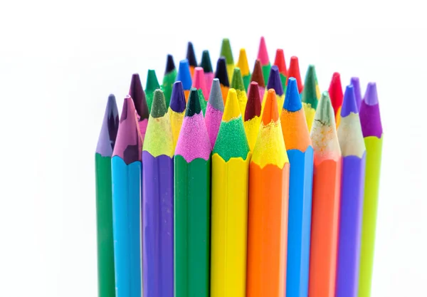 Kolorowe Drewniane Ołówki Białym Tle — Zdjęcie stockowe