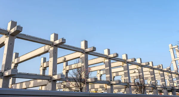 Belediye Stadyumunun Inşaat Alanında Beton Kirişler — Stok fotoğraf