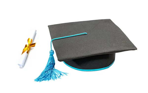 Graduation Cap Diploma White Background — Stock Photo, Image