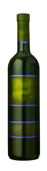 Groene Fles Wijn Met Etiketten — Stockfoto
