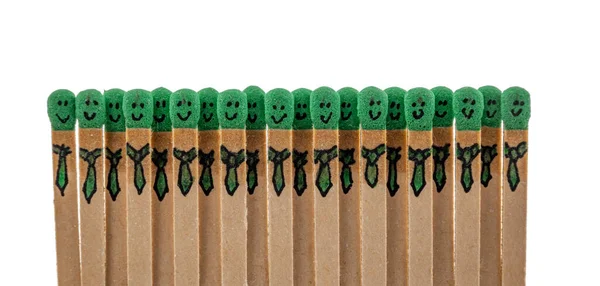 Matchsticks Faces Painted Heads White Background — Stok fotoğraf