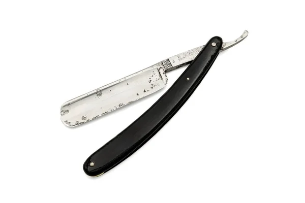 Eski Siyah Jilet Eski Tıraş Bıçağı Beyaz Bir Arkaplanda Izole — Stok fotoğraf