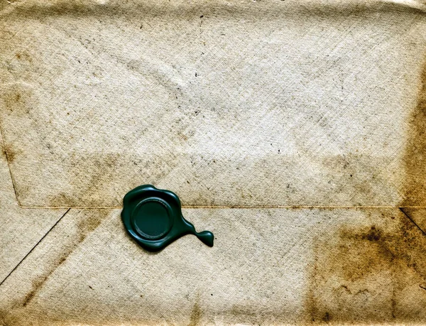 Velho Envelope Amassado Sujo Com Selo Cera — Fotografia de Stock