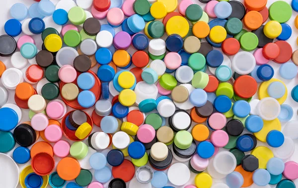 Capas Garrafa Plásticas Multicoloridas Recicladas — Fotografia de Stock
