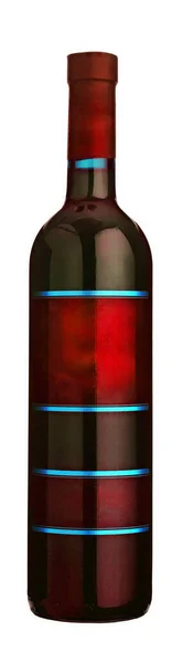 Garrafa Vinho Tinto Com Etiquetas — Fotografia de Stock