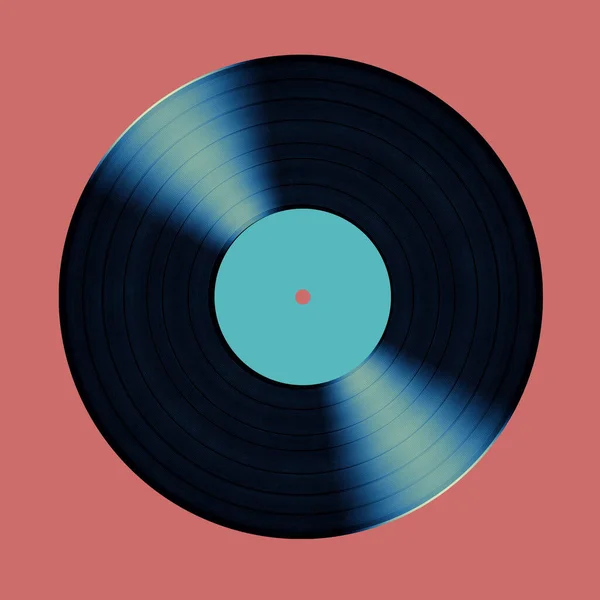 レトロヴィンテージシルバーレコードとカラーラベル上の正方形の背景 — ストック写真