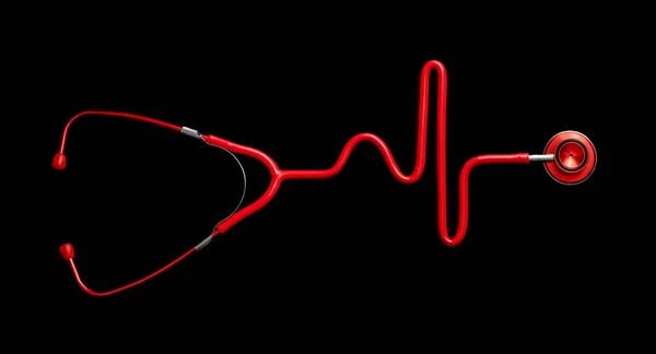 在心电图中心跳的形状的听诊器 — 图库照片