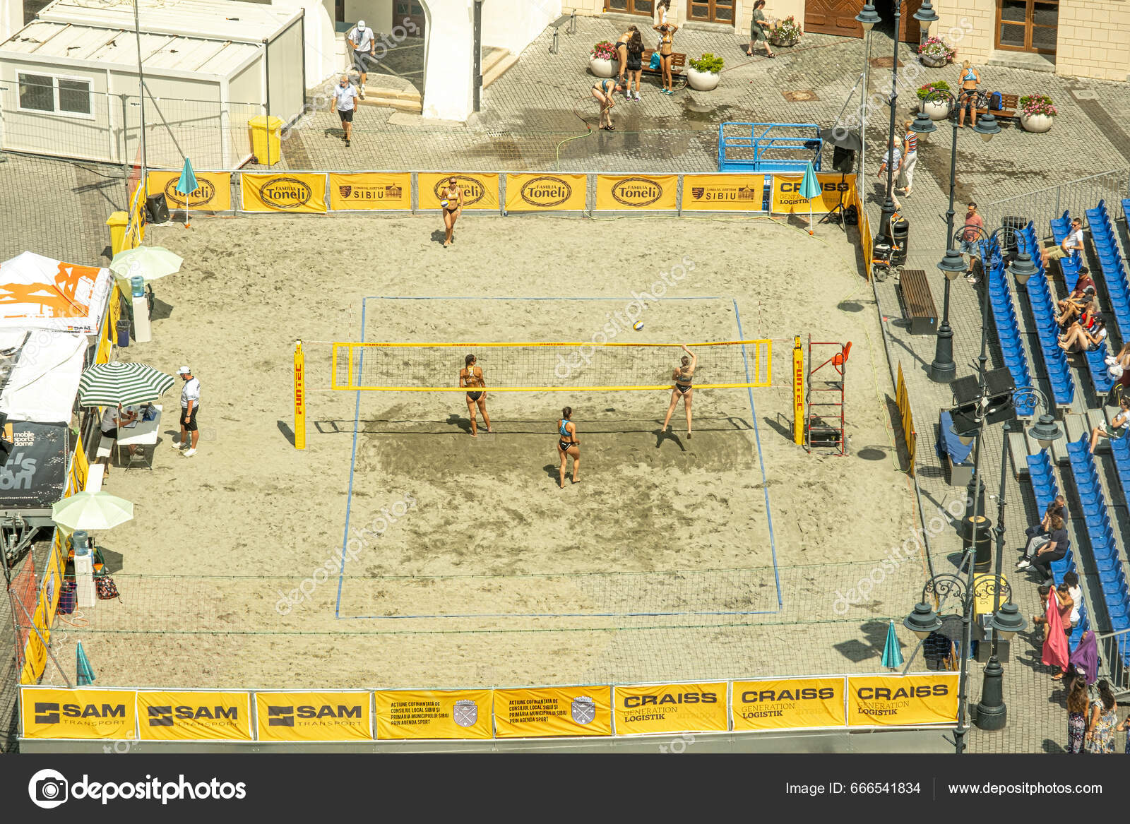 Sibiu City Romania July 2023 Teams Players Beach Volleyball Tournament Stock Editorial Photo