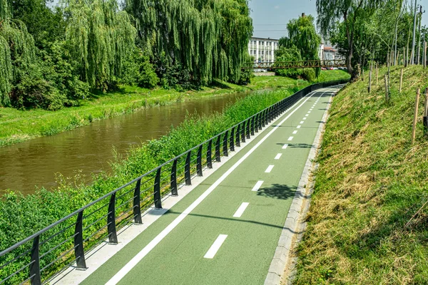 New Cyclist Paths Built Modern City Ecological Bicycle Transport Sibiu Stock Picture