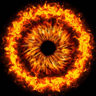 the eye iris in fire, Illustration of an abstract evil eye clipart