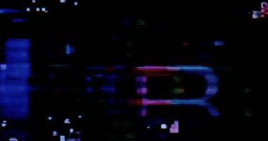 Analog Televizyon ya da Monitör 'de arızalı TV ekran makro video, soyut şekil ve renkler