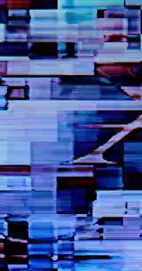 Analog Televizyon ya da Monitör 'de arızalı TV ekran makro video, soyut şekil ve renkler