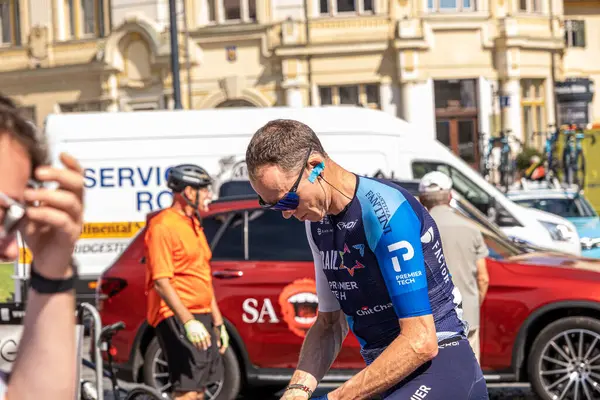 stock image Sibiu City, Romania - 08 July 2024. Chris Froome of Team Israel Premier Tech before the start of Stage 3 of the Sibiu Ciclyng Tour 2024