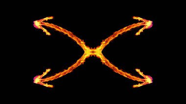 Siyah arkaplanda ateş alevi ile çizilmiş ok