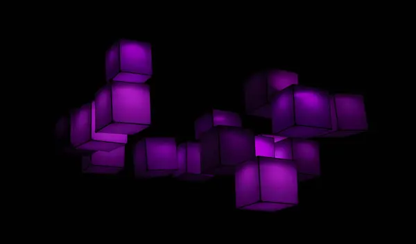 stock image multicolour cubes floating in the dark background