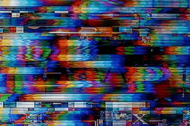 Renkli soyut TV ekranının yakın plan görüntüsü, LCD piksel makro