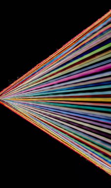 Converging Rainbow Colored Threads on dark background clipart