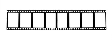 Beyaz üzerine boş selüloit film şeridi