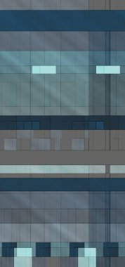 Dış modern binanın planının yansıması.