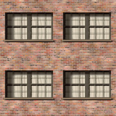 Pencereli tuğla duvar cephesi