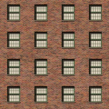 Pencereli tuğla duvar cephesi