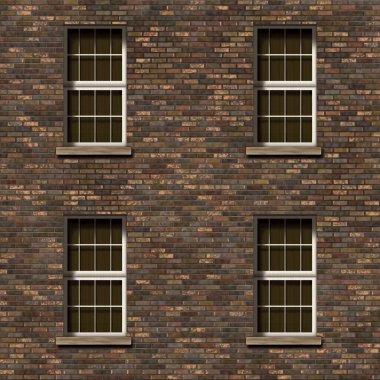 Pencereli tuğla duvar cephesi