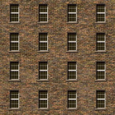 Pencereli tuğla duvar cephesi