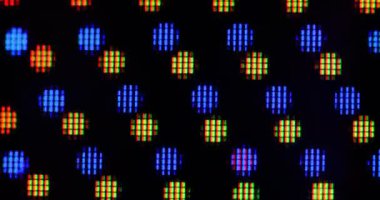 4K LED matris kırmızı, mavi ve yeşil alt pikseller, monitör veya TV ekranının uç makro görüntüsü