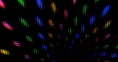 4K LED matris kırmızı, mavi ve yeşil alt pikseller, monitör veya TV ekranının uç makro görüntüsü