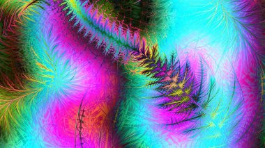 Explosion of spectral colors in motion, creativity and imagination, abstract fractal flowers clipart