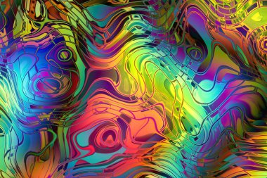 Hareket halindeki spektral renklerin soyut fraktal patlaması, yaratıcılık ve hayal gücü.