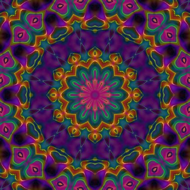 Geometrik kaleydoskop, çok renkli, dikişsiz desen. Soyut arkaplan. Güzel çok renkli kaleydoskop dokusu.