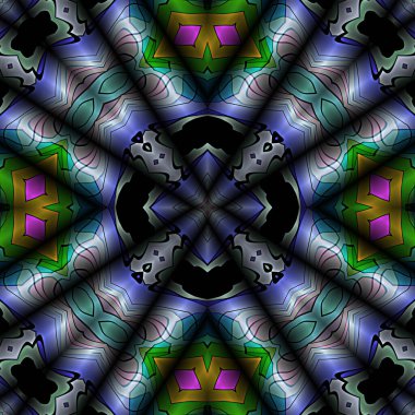 Geometrik kaleydoskop, çok renkli, dikişsiz desen. Soyut arkaplan. Güzel çok renkli kaleydoskop dokusu.