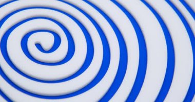 Mavi arkaplanda sonsuz hipnotik düzensiz beyaz spiral